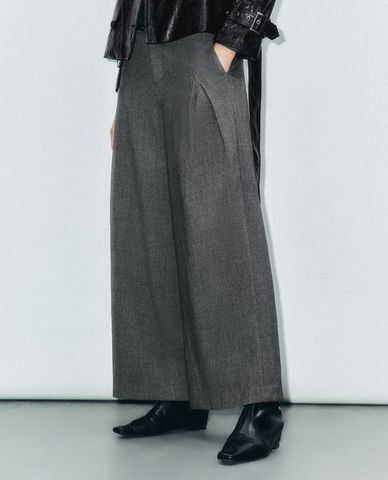  URBAN REVIVO - Quần nữ ống rộng lưng cao thanh lịch Regular 