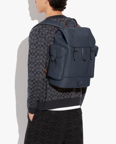  COACH - Balo nam da nắp gập rút dây thời trang Hitch In Signature 