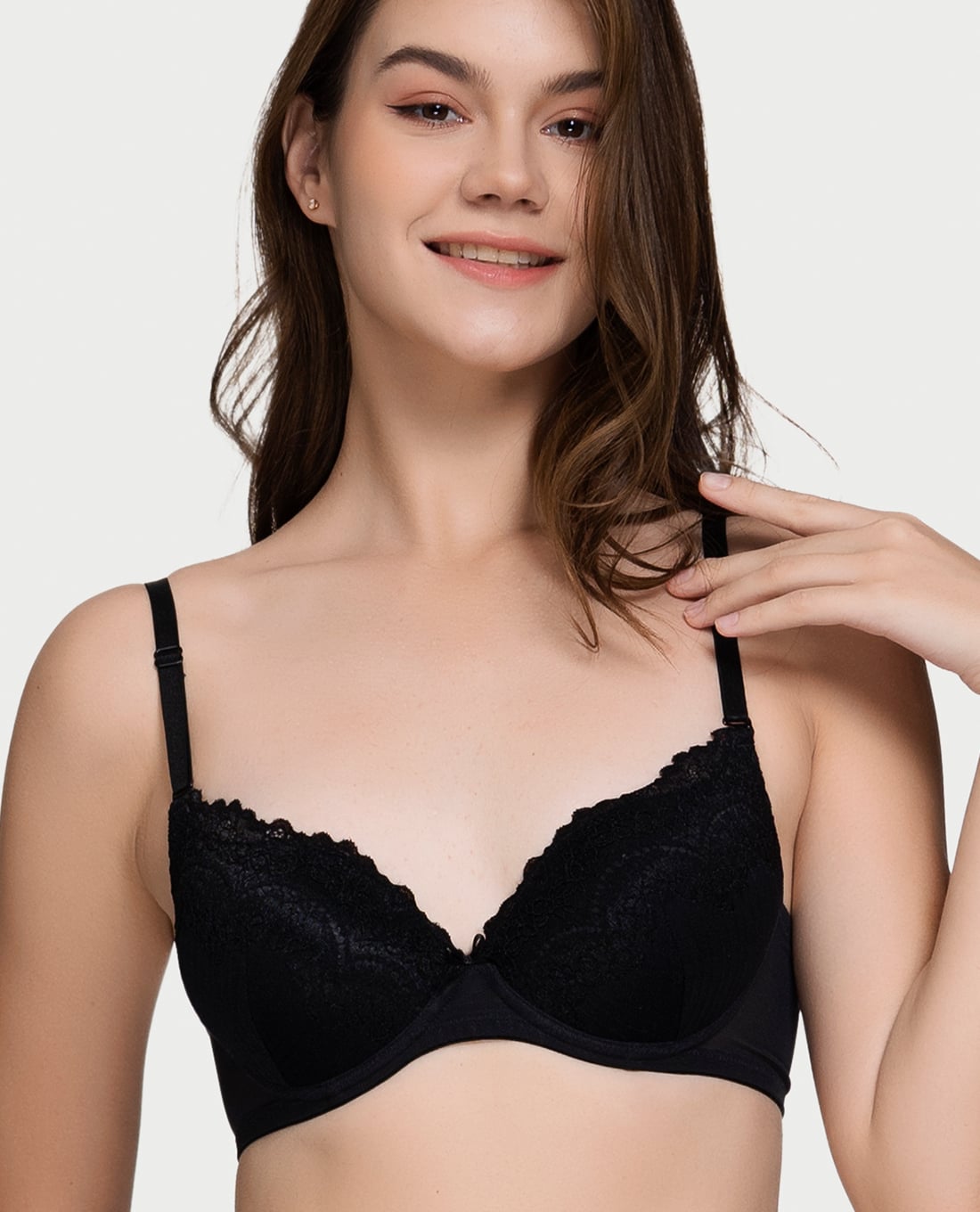 MISAKI - Áo ngực cup 3/4 ren đai lưới mút mỏng