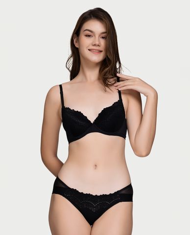  MISAKI - Quần lót bikini nữ trơn phối ren 