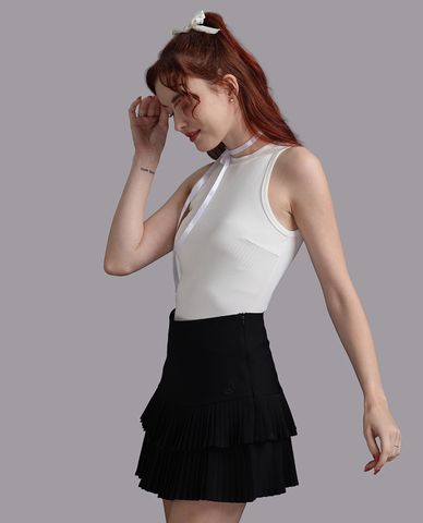  WOW BY NDLANNGOC - Chân váy xếp tầng mini poly spandex trơn 