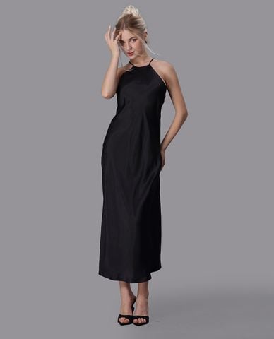  VERA - Đầm midi mặc nhà satin trơn 