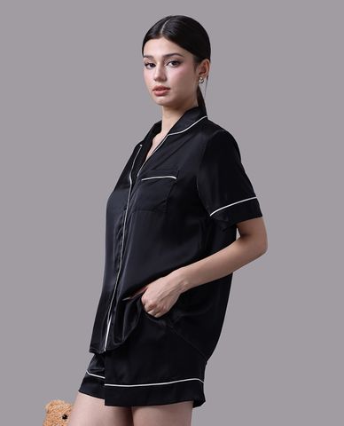  VERA - Bộ pijama nữ ngắn satin trơn 