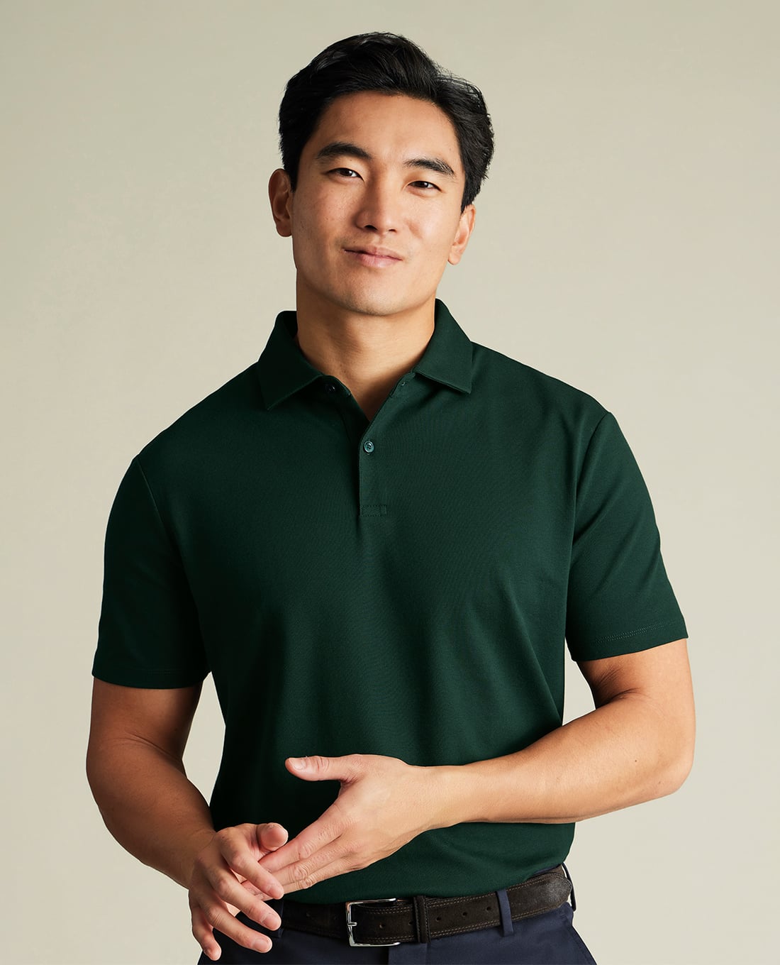 CHARLES TYRWHITT - Áo polo nam cổ bẻ tay ngắn Smart Pique