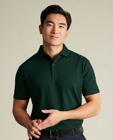  CHARLES TYRWHITT - Áo polo nam cổ bẻ tay ngắn Smart Pique 
