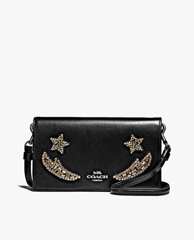  COACH - Túi đeo chéo nữ chữ nhật đính đá Leather 