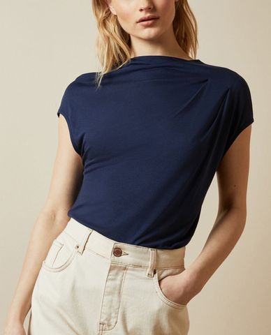  TED BAKER - Áo kiểu nữ cổ tròn tay ngắn Popeey Cowl Detail Jersey 