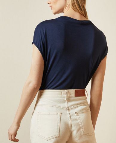  TED BAKER - Áo kiểu nữ cổ tròn tay ngắn Popeey Cowl Detail Jersey 