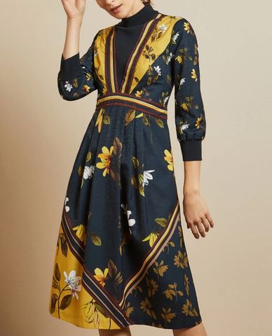  TED BAKER - Đầm midi tay dài cổ trụ Juudyy 