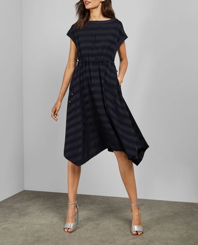  TED BAKER - Đầm midi sọc dày Blue Hanky 