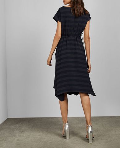  TED BAKER - Đầm midi sọc dày Blue Hanky 