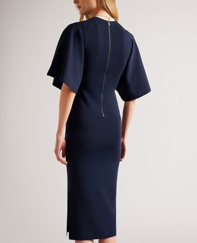  TED BAKER - Đầm body midi cổ tròn tay loe Lounia 