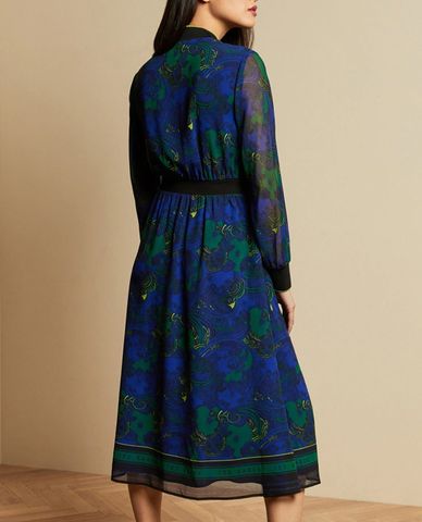  TED BAKER - Đầm midi phối khóa zip Maesie 
