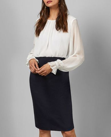  TED BAKER - Đầm midi áo voan chân bút chì Lizzata 