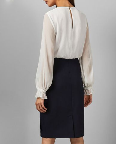  TED BAKER - Đầm midi áo voan chân bút chì Lizzata 