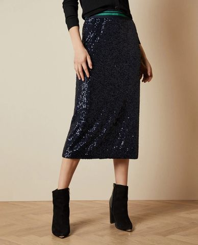  TED BAKER - Chân váy midi lấp lánh Sequin 