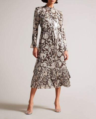  TED BAKER - Đầm midi cổ tròn tay dài Vikkci 