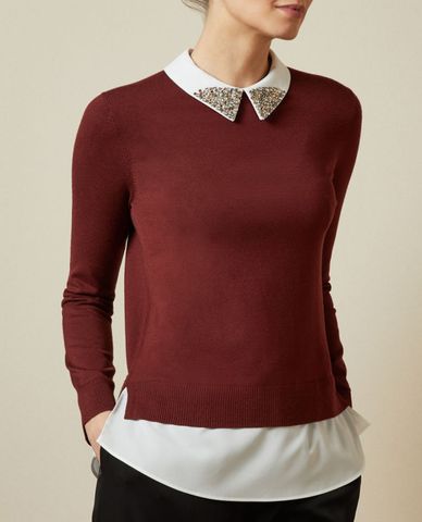  TED BAKER - Áo len nữ Liaylo Brown Sparkle Collar 