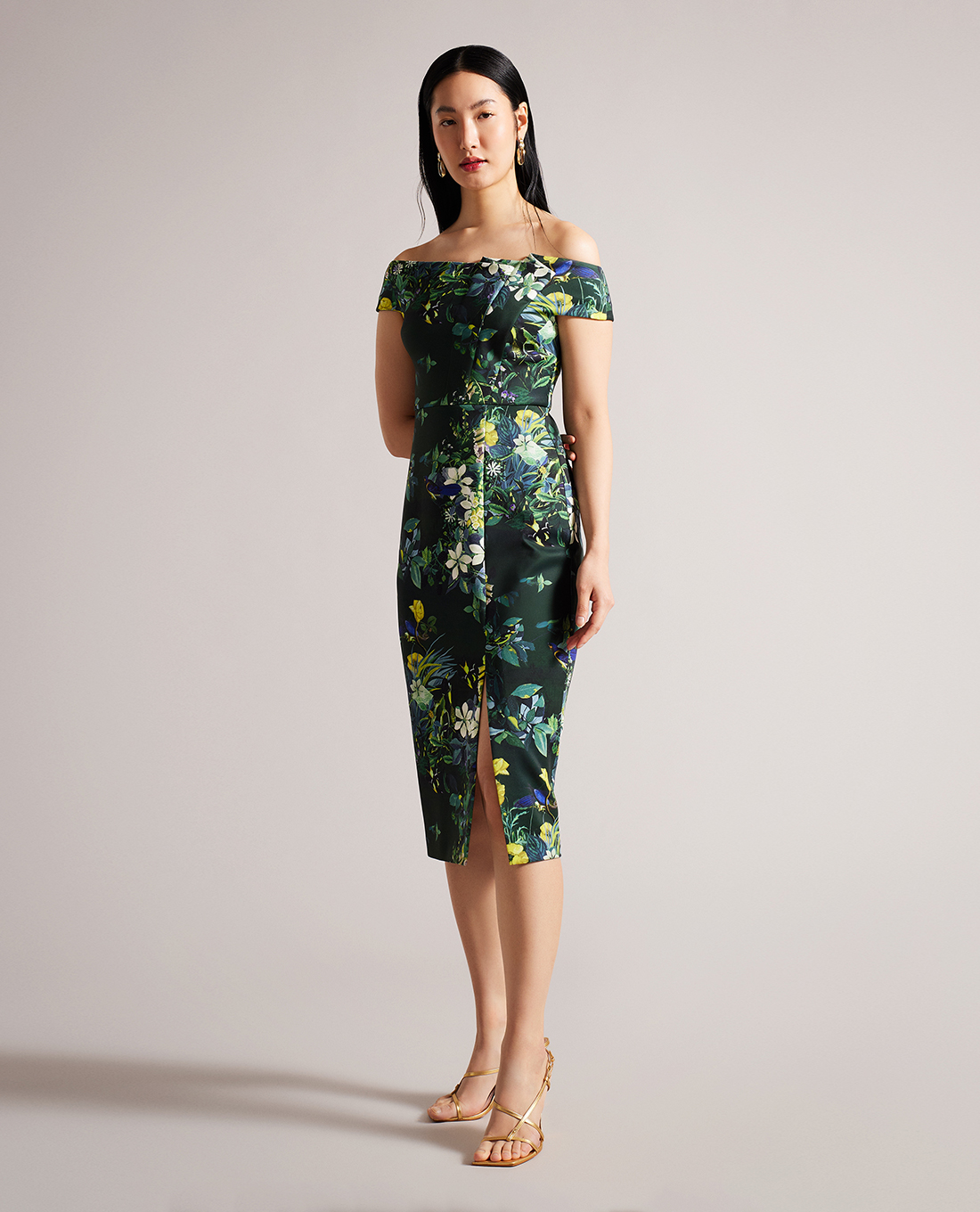 TED BAKER - Đầm bút chì midi trễ vai Divena