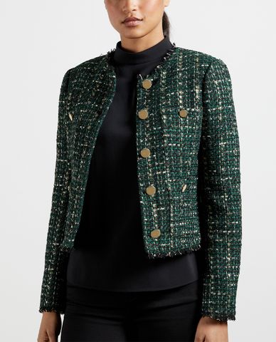  TED BAKER - Áo khoác kiểu nữ cổ tròn tay dài phối nút Errina 