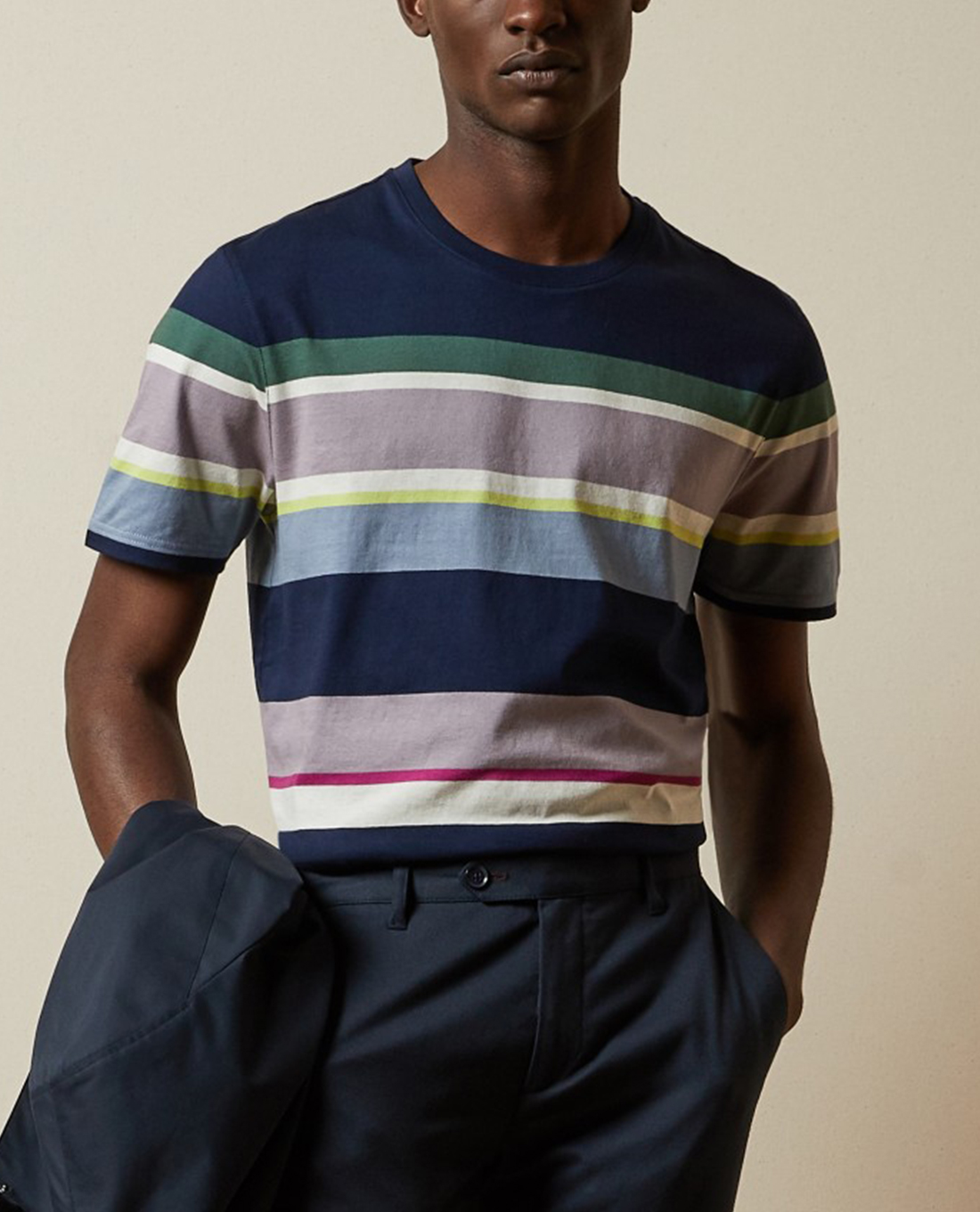 TED BAKER - Áo thun cổ tròn tay ngắn Sleep Striped