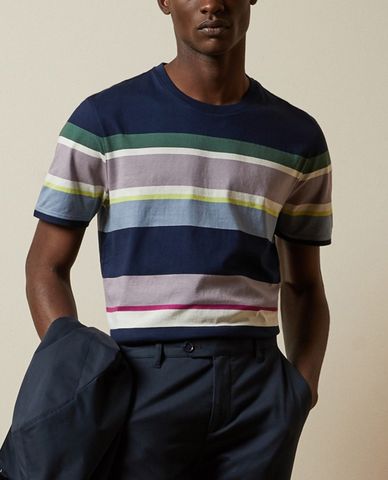  TED BAKER - Áo thun cổ tròn tay ngắn Sleep Striped 