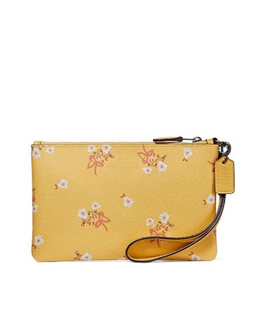  COACH - Ví cầm tay nữ họa tiết hoa khóa kéo kim loại 