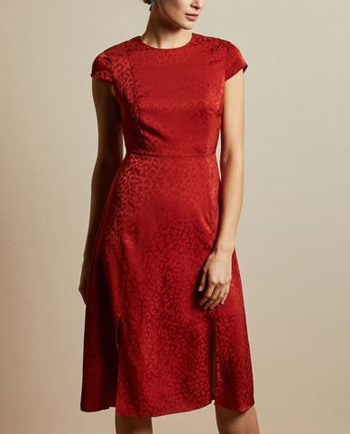  TED BAKER - Đầm midi ngắn tay cổ tròn Bellana 