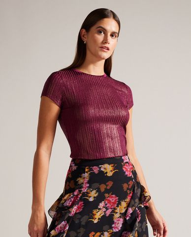  TED BAKER - Áo dệt kim nữ tay ngắn cá tính Katrino 