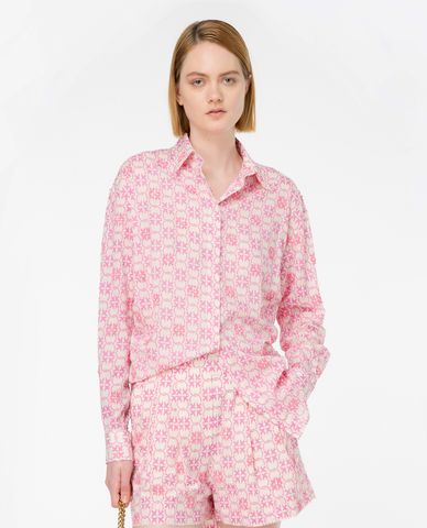  PINKO - Áo sơ mi cổ bẻ tay dài hoạ tiết monogram Cureti 