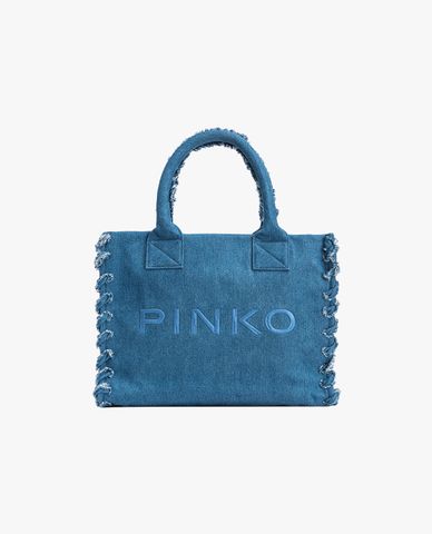  PINKO - Túi tote denim phom chữ nhật Beach Shopping 