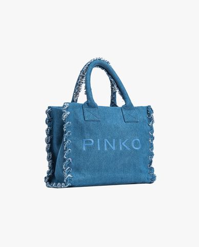  PINKO - Túi tote denim phom chữ nhật Beach Shopping 