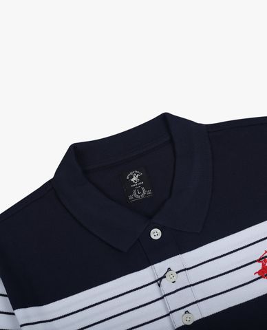 BEVERLY HILLS POLO CLUB - Áo polo nam cổ bẻ tay ngắn kẻ sọc trẻ trung 