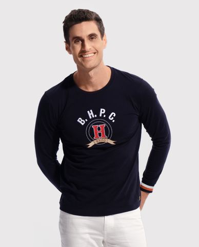  BEVERLY HILLS POLO CLUB - Áo thun nam cổ tròn tay dài thời trang 