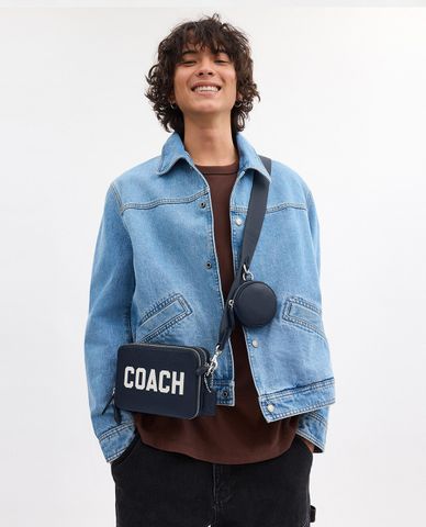  COACH - Túi đeo chéo nam phom chữ nhật trang trí logo Charter 