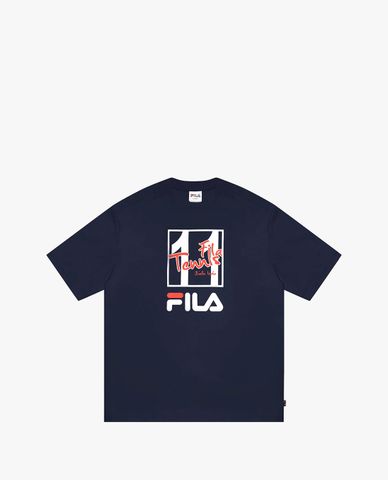  FILA - Áo thun unisex cổ tròn tay ngắn Heritage Loose Fit Logo 