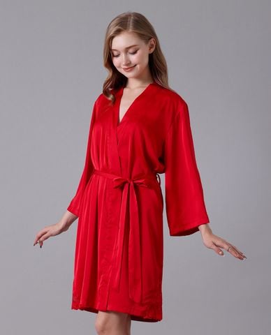  VERA - Áo khoác kimono nữ satin trơn phối ren 