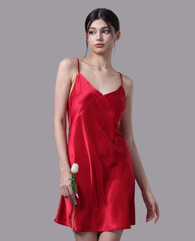  VERA - Đầm ngắn mặc nhà satin trơn 