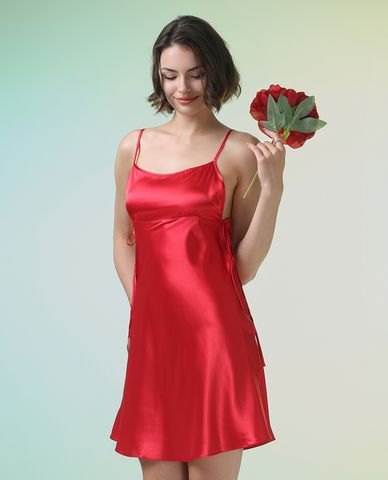  VERA - Đầm ngắn mặc nhà satin trơn 