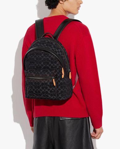  COACH - Balo nam phom chữ nhật Charter Signature Denim 