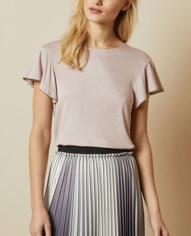  TED BAKER - Áo kiểu nữ cổ tròn tay phối bèo Ayleez 