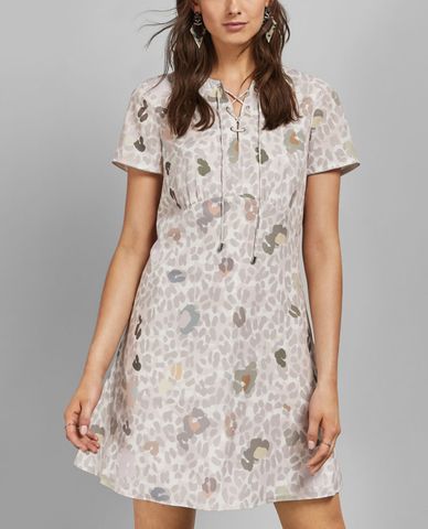  TED BAKER - Đầm mini ngắn tay cổ V phối dây đan chéo Ciad 