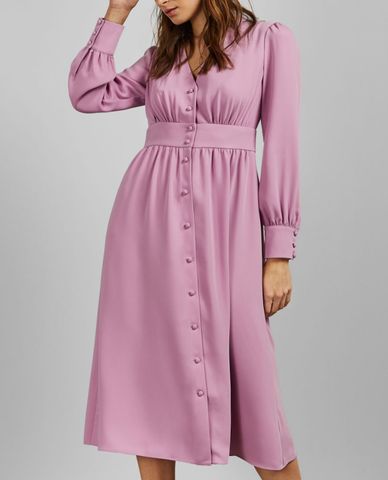  TED BAKER - Đầm midi tay dài cổ V phối nút Jesicar 