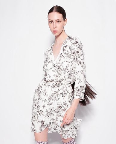  PINKO - Đầm mini xếp li cổ V Accidioso 