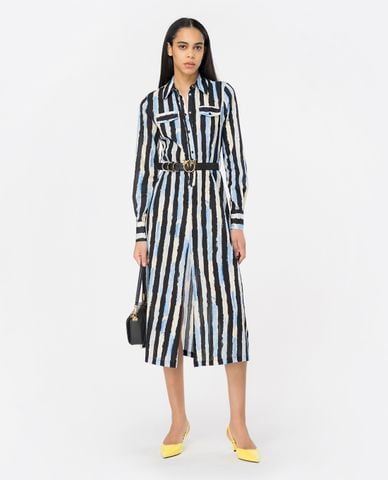  PINKO - Đầm sơ mi midi cổ bẻ tay dài kèm thắt lưng Assente 