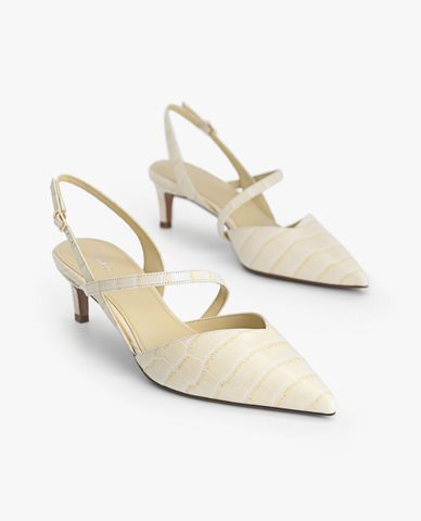  PEDRO - Giày cao gót nữ bít mũi Metallic Leather Slingback 