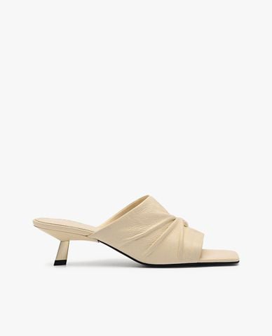  PEDRO - Giày mules cao gót nữ mũi vuông Cube Leather 