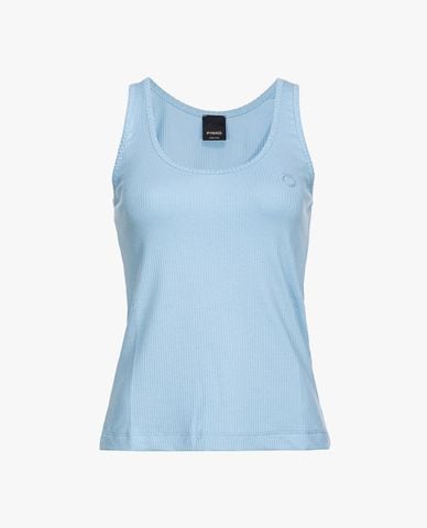  PINKO - Áo sát nách cổ tròn phom ôm phối logo thêu Chicago 