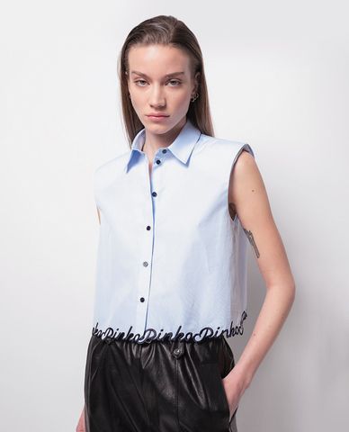  PINKO - Áo sơ mi nữ sát nách cổ bẻ dáng lửng Cerreto 
