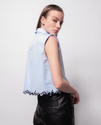  PINKO - Áo sơ mi nữ sát nách cổ bẻ dáng lửng Cerreto 